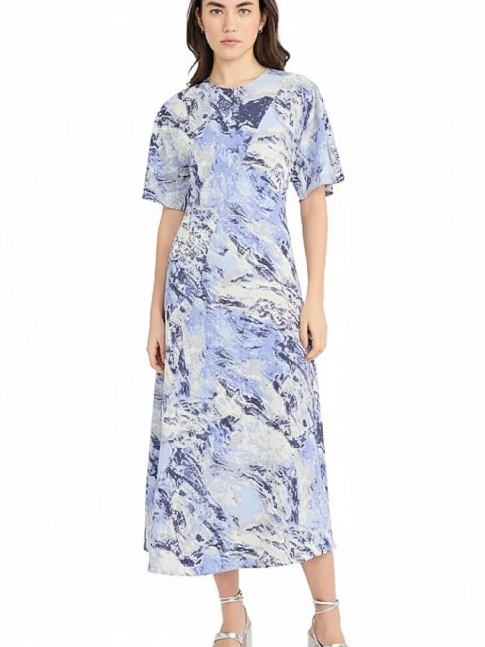 LUXELY Multi Color Short Sleeve Midi Dress